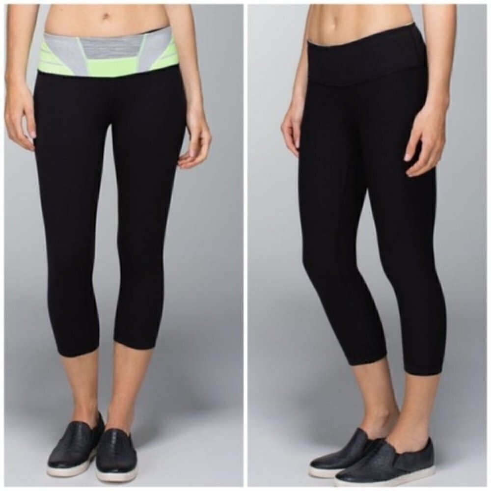 Lululemon Wunder Under Crop in‎ Black & Quilt Spring 6